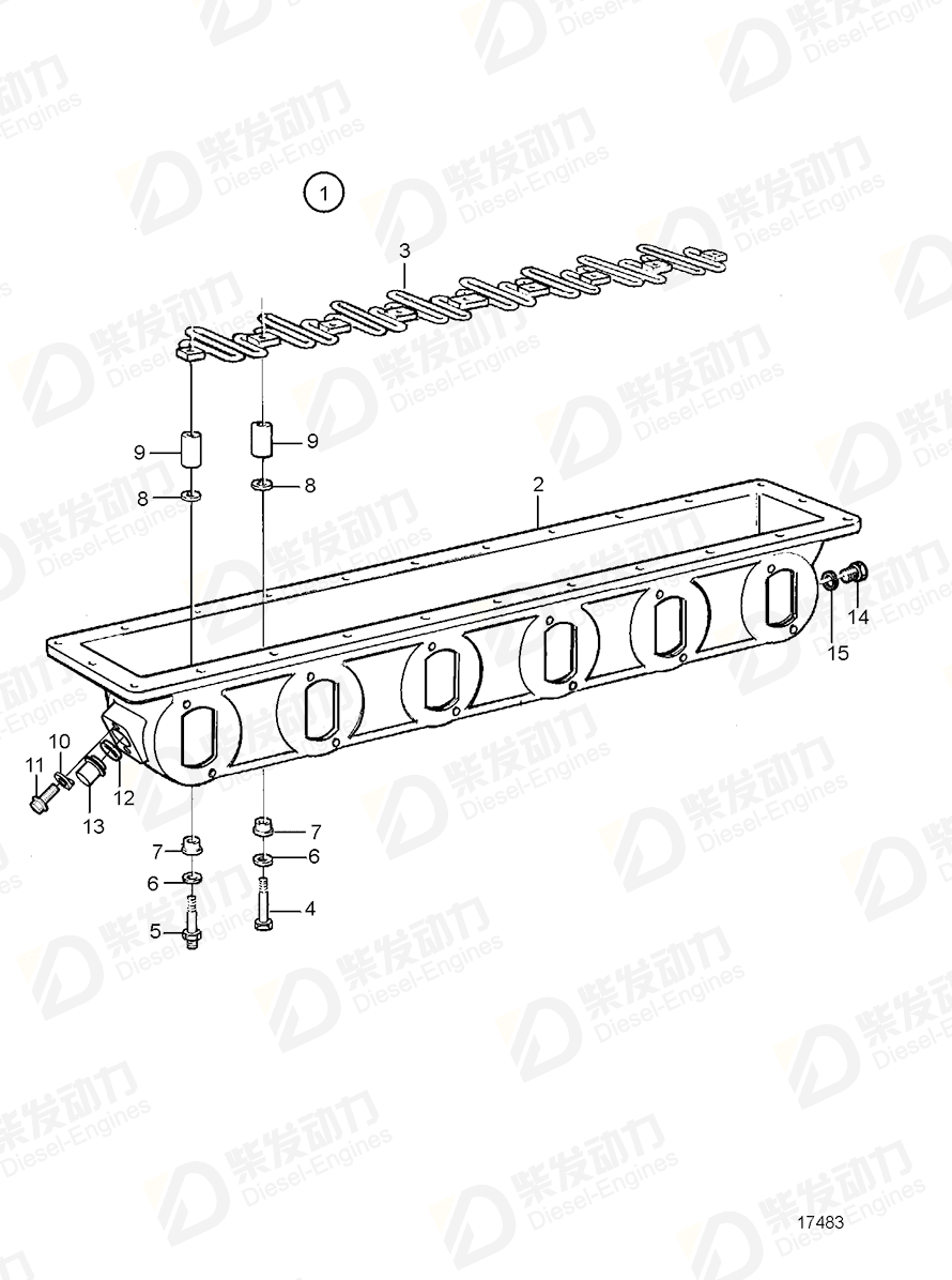 VOLVO Inlet pipe 3979133 Drawing